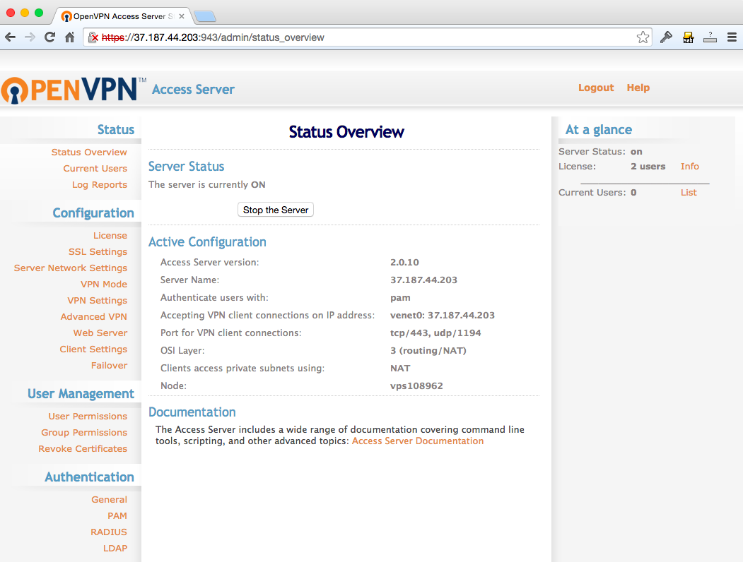 OPENVPN access.